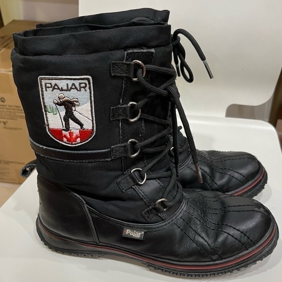 Pajar black leather and nylon low grip insulated winter boots size 38 - Picture 4 of 10